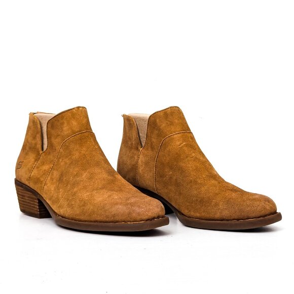Born Women Kerri Distress Tan Leather Western Zip Ankle boots size 11 - Picture 1 of 7